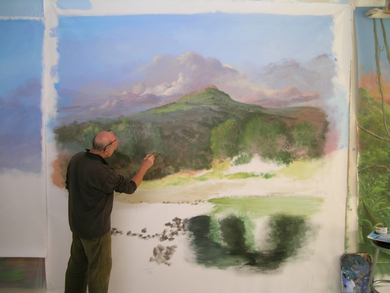 Peint sur toile en atelier. La Brugayrie