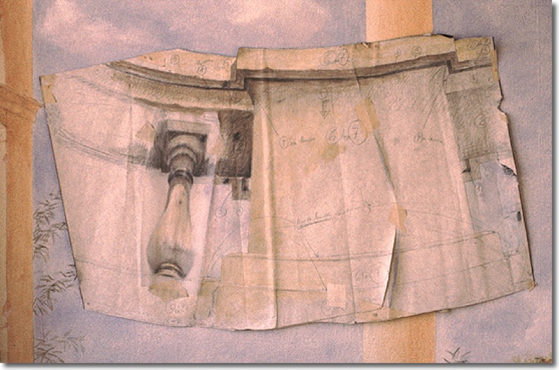 Dessin préparatoire pour une balustrade en plafond. Paris