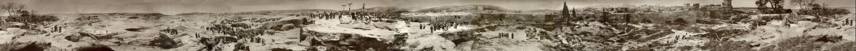 Panorama Jérusalem au temps de la Crucifixion du Christ peint par le peintre allemand Elimar Ulrich Bruno Piglhein (1848-1894) 