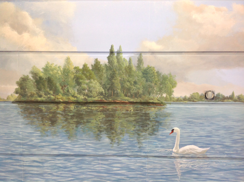 L’Île des cygnes, hall d’une résidence à Enghien-les-Bains