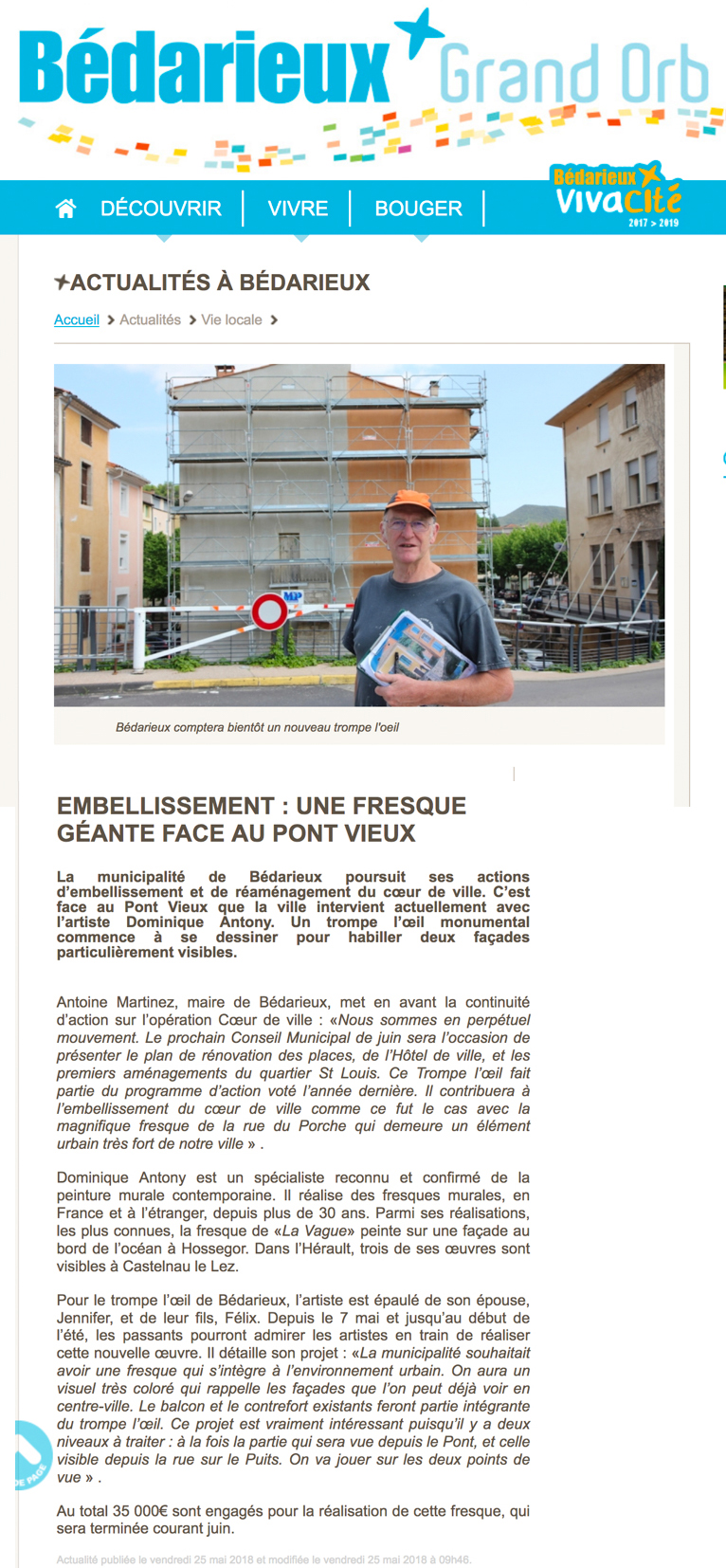 Embellissement: une fresque géante à Bédarieux