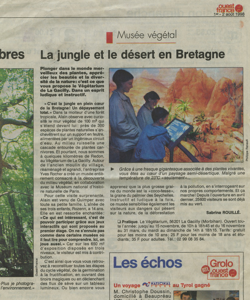 Ouest France. Le Végétarium Yves Rocher à La Gacilly, Morbihan, Bretagne.